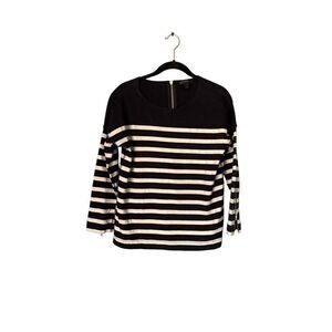 J.Crew women’s striped Boat neck long sleeve zip sleeves top size small￼